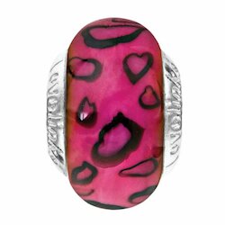 Lovelinks Muranoglas Pink Leopard, pink schwarz gefleckt