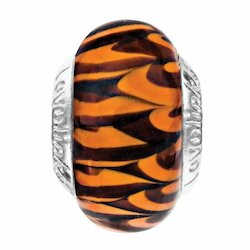 Lovelinks Muranoglas Orange Zebra, orange schwarz gestreift