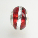 Muranoglas rot mit silbernem Streifen 