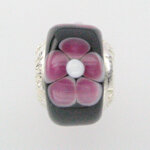 Muranoglas schwarz pink Blume 