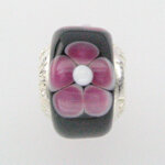 Muranoglas schwarz pink Blume 
