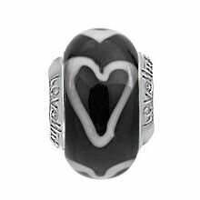 Lovelinks Muranoglas schwarz mit Herzen