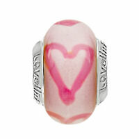 Lovelinks Muranoglas rosa mit pink Herzen