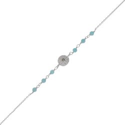 Muja Juma Armband Amazonit-Perlen, Kreis, silber