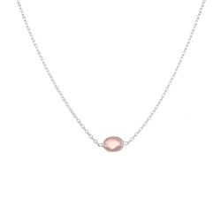 Muja Juma Kette Pink Chalcedon oval quer, Silber