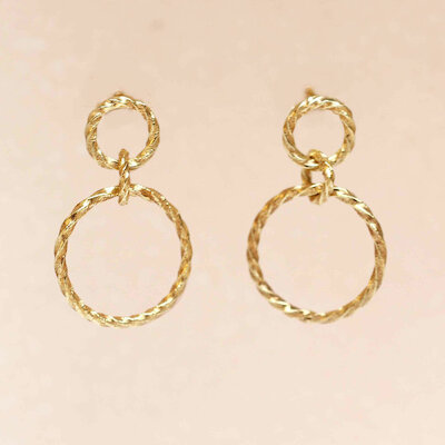 Runde Ohrringe mit Struktur in 925 Silber vergoldet © muja juma