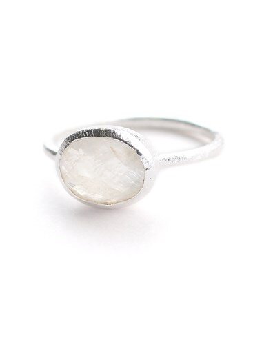 Muja Juma Ring Mondstein oval facettiert, Silber