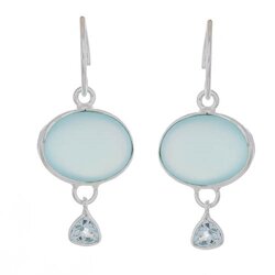 Muja Juma Ohrringe Chalcedon/Aquamarin, Silber