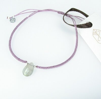 Muja Juma Makramee-Armband rosé, Labradorit, Silber