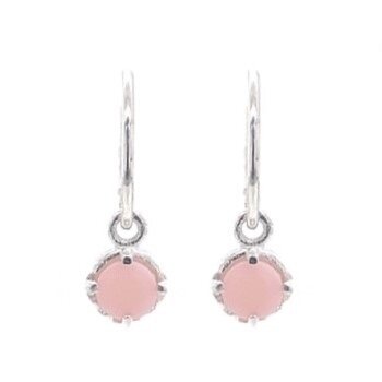 Muja Juma Ohrringe Pink Opal, rund, Silber