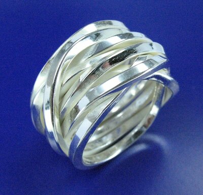 Mystic Maja Ring gewickelt kantig breit, Silber