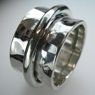 Mystic Maya Ring Duo, Silber, gehämmert