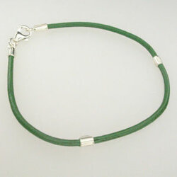 Lederarmband grün/silber 