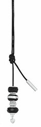 Petite Lederschnur silber/schwarz mit Herz, 90cm (ohne Beads)