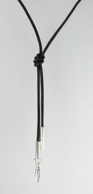 Lederkette schwarz silber Länge 90cm