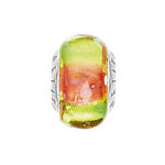 Muranoglas gelbgrün rosa Blumen