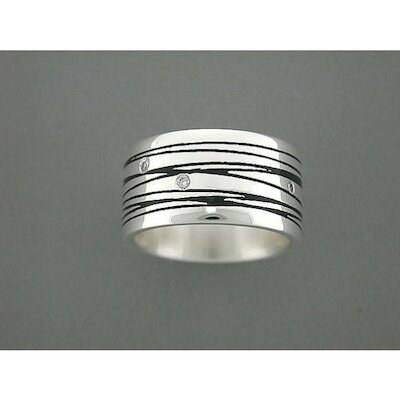 Quinn Ring Stripes, Silber mit Diamanten