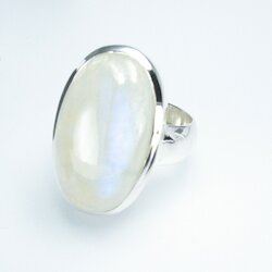 Ring ovaler Mondstein L, Silber