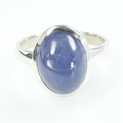 Ring Tansanit Cabochon, oval, Silber