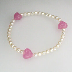 Perlenarmband mit rosafarbnen Muranoglas-Herzen