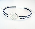 Maritimer Schmuck Armband Kompass Makramee blau weiss, silber