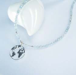 Collier Save the World, Aquamarin/Silber