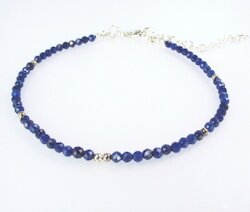 Armband Lapislazuli mit Silberperlen