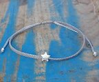 Makramee Freundschafts-Armband grau, Stern, Silber