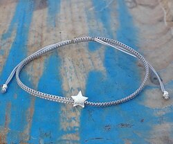 Makramee Freundschafts-Armband grau, Stern, Silber