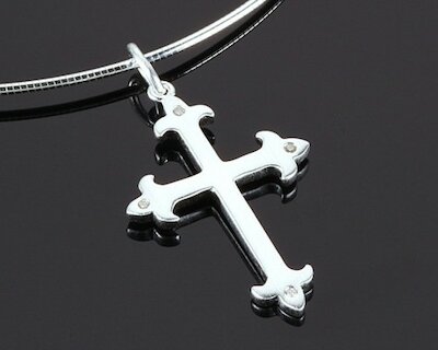 sim Schmuck Collier crosses, Kreuz mit Diamanten, Silber