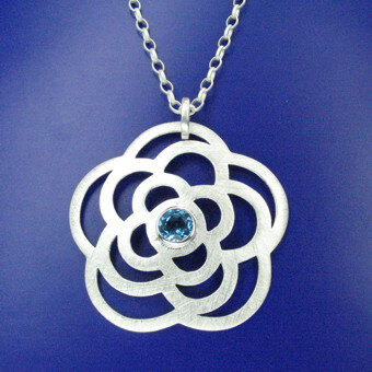 sim Schmuck Kette Bloom, blauer Topas, Silber, 60cm