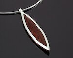 Sim Schmuck Kette Wood Angle Leaf, Holz, Silber