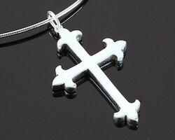 Sim Schmuck Kette Cross, großes Kreuz mit Halsreif, Silber