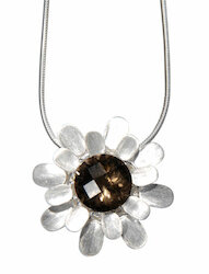 sim Schmuck Kette Blossom, Rauchquarz, Silber