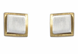 Sim Schmuck Ohrstecker Adele, eckig bicolor, 7mm