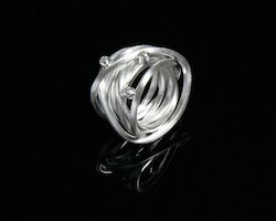 sim Schmuck Ring gewickelt 15mm, 3 weiße Topas, Silber