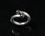 sim Schmuck Ring tubes-perls, schwarze Perlen, Silber