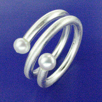 sim Schmuck Ring gewickelt mit Perle, Silber
