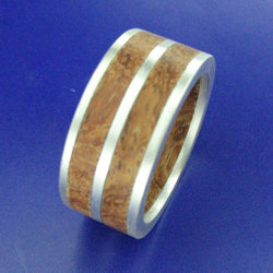 sim Schmuck Ring Wurzelholz, zweireihig, Holz, Silber