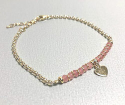 Unik Collection Armband Achat rosa, Herz, vergoldet