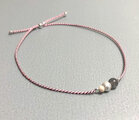 Unik Collection Seiden-Armband mit Edelsteinen, diamantierte Kugel, Silber
