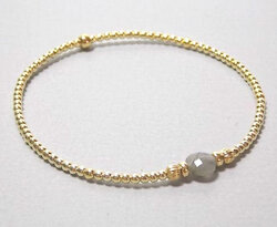 Unik Collection elastisches Kugel-Armband mit Labradorit, Silber vergoldet