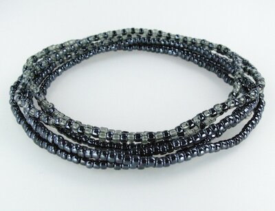 Unik Collection Stretch-Armband perlmuttschwarz grau