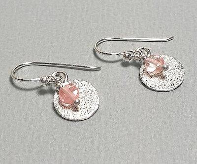 Unik Collection Ohrringe rundes Plättchen, rosa Kugel, Silber
