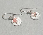 Unik Collection Ohrringe rundes Plättchen, rosa Kugel, Silber