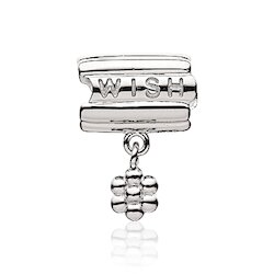 Wish Bead mit Blumenanhänger, silber