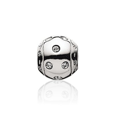 Wish Bead rund mit Zirkonia, silber