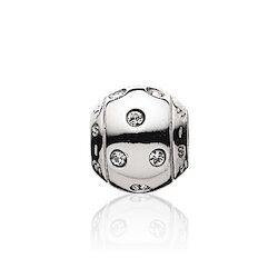 Wish Bead rund mit Zirkonia, silber