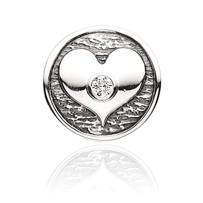 Wish Button-Bead Herz/Zirkonia, silber