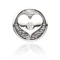 Wish Button-Bead Herz/Zirkonia, silber